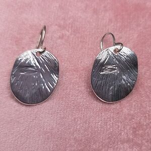 Vintage Sterling Silver Dangliny Earrings Hammered Texture Desing